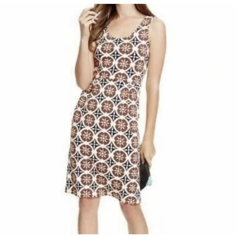 Boden Womens Sleeveless Jersey Dress Size 8R‎ Retro Geometric Print Viscose